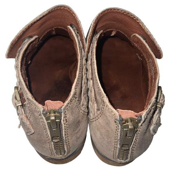 Born Sylvia Suede Leather Heel Bootie Boot Brown Marmotta Distressed - Picture 7 of 8